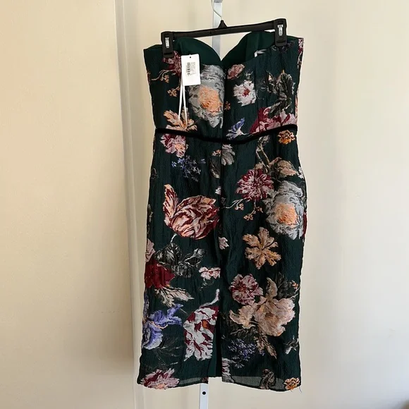 Marchesa Notte Strapless Floral Midi Dress size 12 - Picture 8 of 9